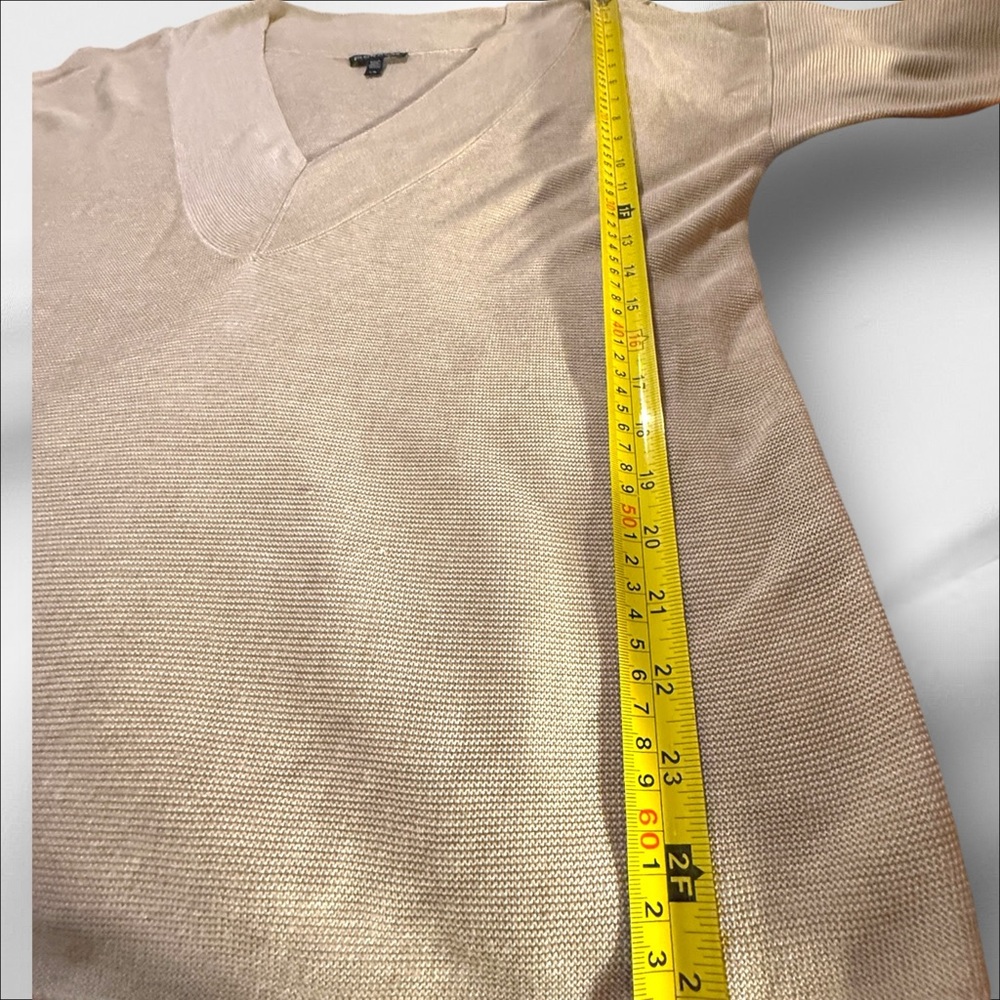 Eileen Fisher Women's Tan Deep V-Neck Knit Sweater Size Lg - Picture 7 of 12